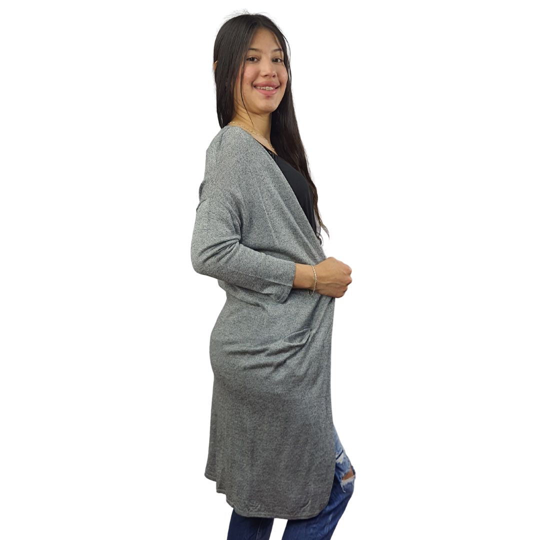 Tapado Vero Moda Gris Style EC HALLIE 3/4 LONG CARDIGAN(UM)