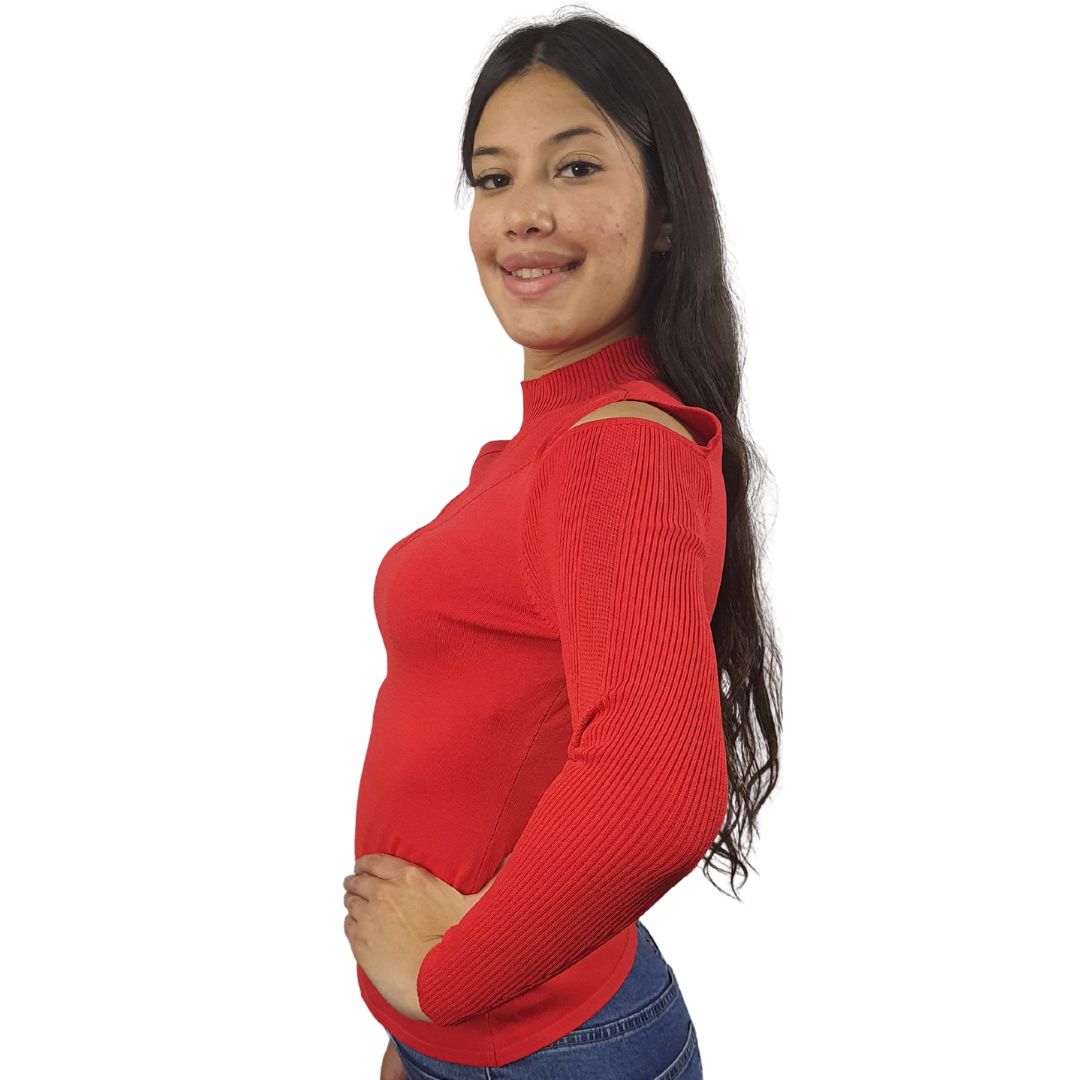 Blusa Vero Moda Rojo Style KIM L/S KNIT(VMC-BT)