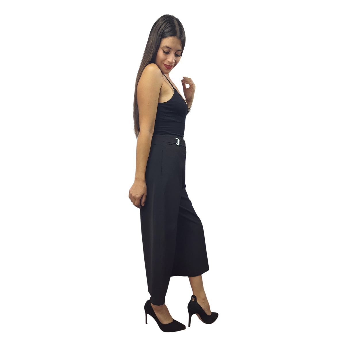Pantalon Vero Moda Negro Style FREEDOM 7/8 WIDE PANTS(NC)