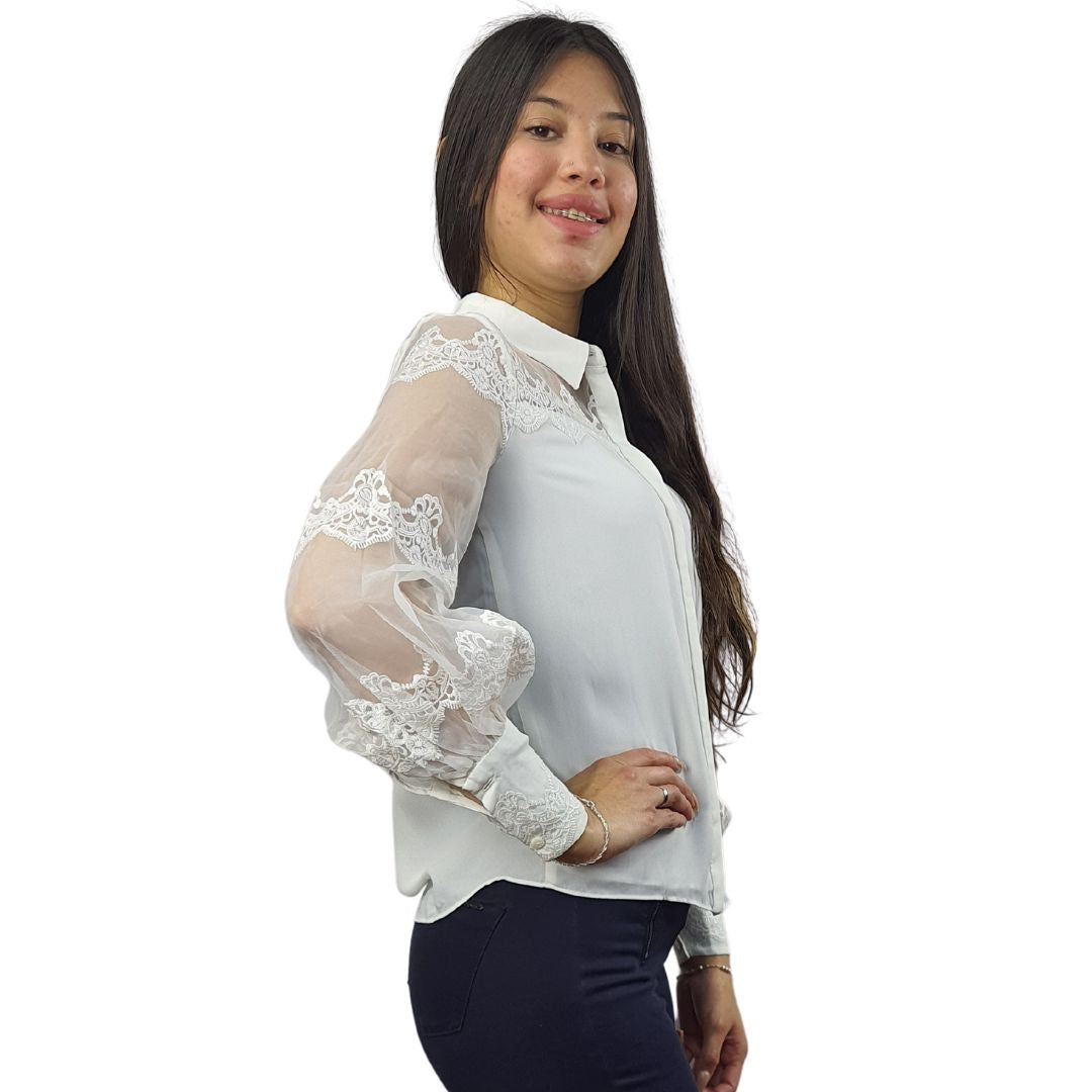 Blusa Vero Moda Blanco Style BELLA L/S SHIRT(VMC-BJ)