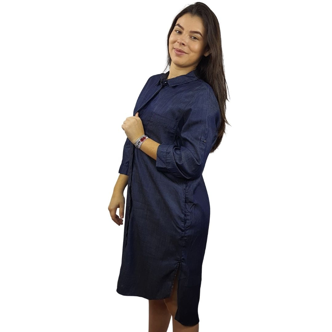Camisa Vero Moda Azul Oscuro Style ISAAC 3/4 DENIM SHIRT(MW-EC-2)