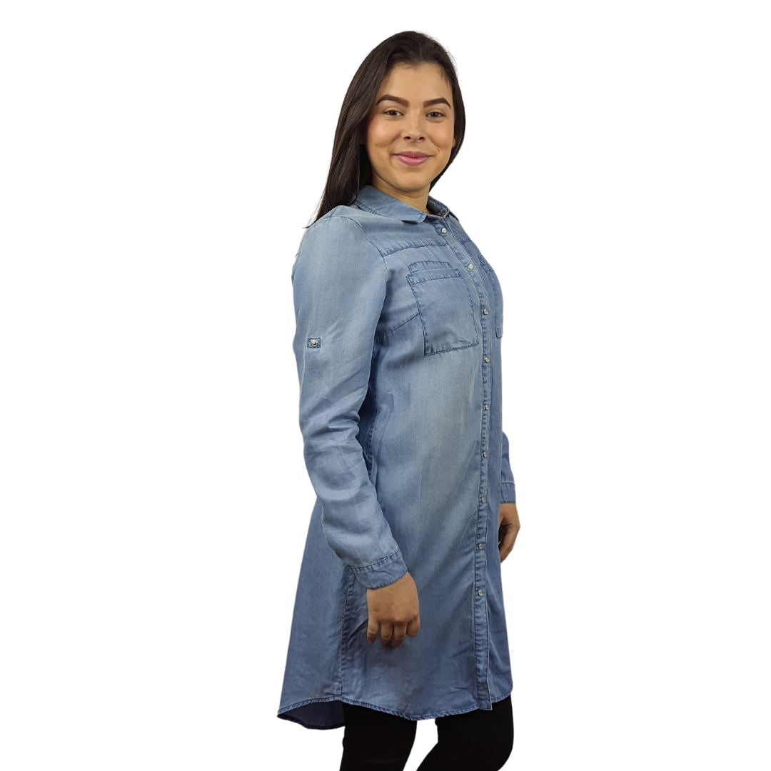 Camisa Vero Moda Azul Claro Style SILENCE 3/4 DENIM SHIRT(BN-CT-2)