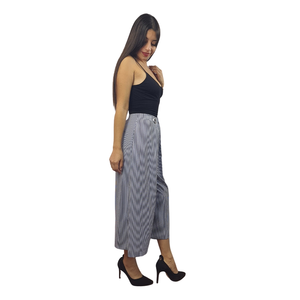 Pantalon Vero Moda Azul Style QUINN STRIPE 7/8 WIDE PANTS(VMC-NC)
