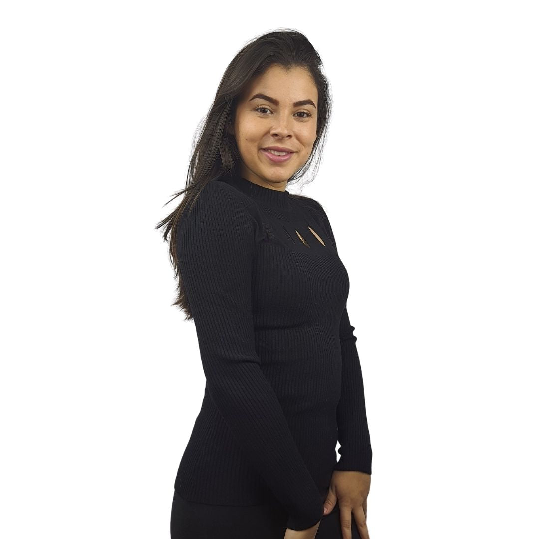 Blusa Vero Moda Negro Style PINE L/S KNIT(NL)