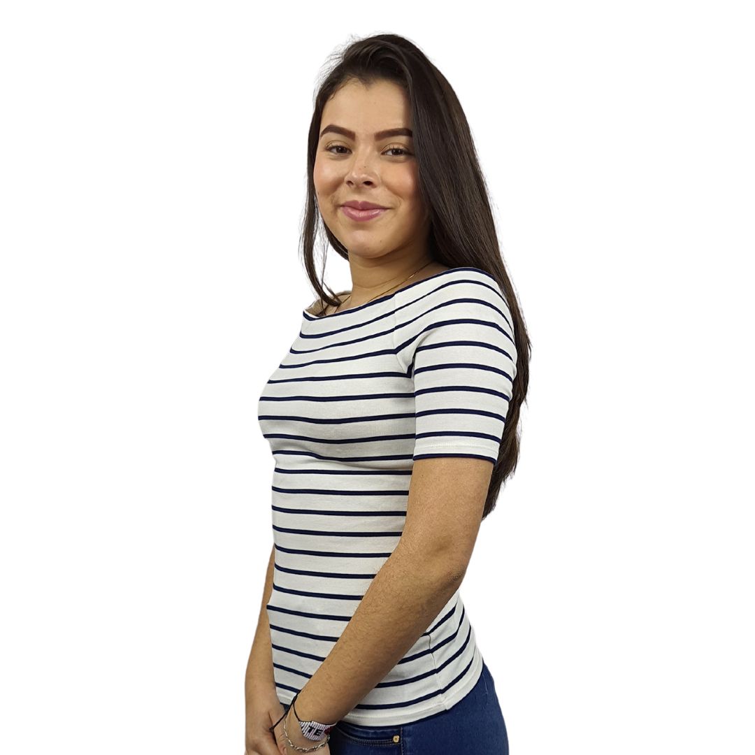 Blusa Vero Moda Blanco y Azul Style MESSI S/S TOP(MP)