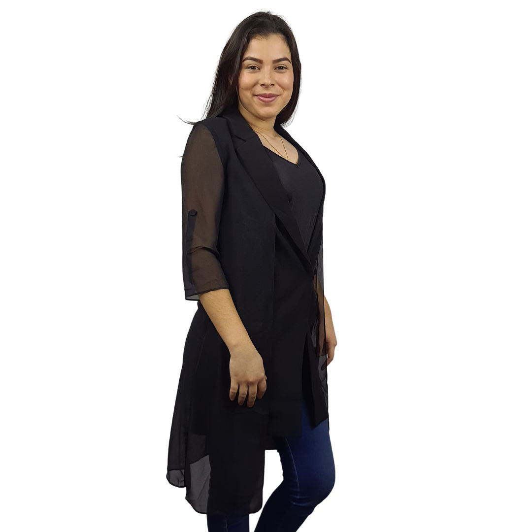 Blazer Vero Moda Negro Style CAMILLE 3/4 BLAZER(VMC-SL)