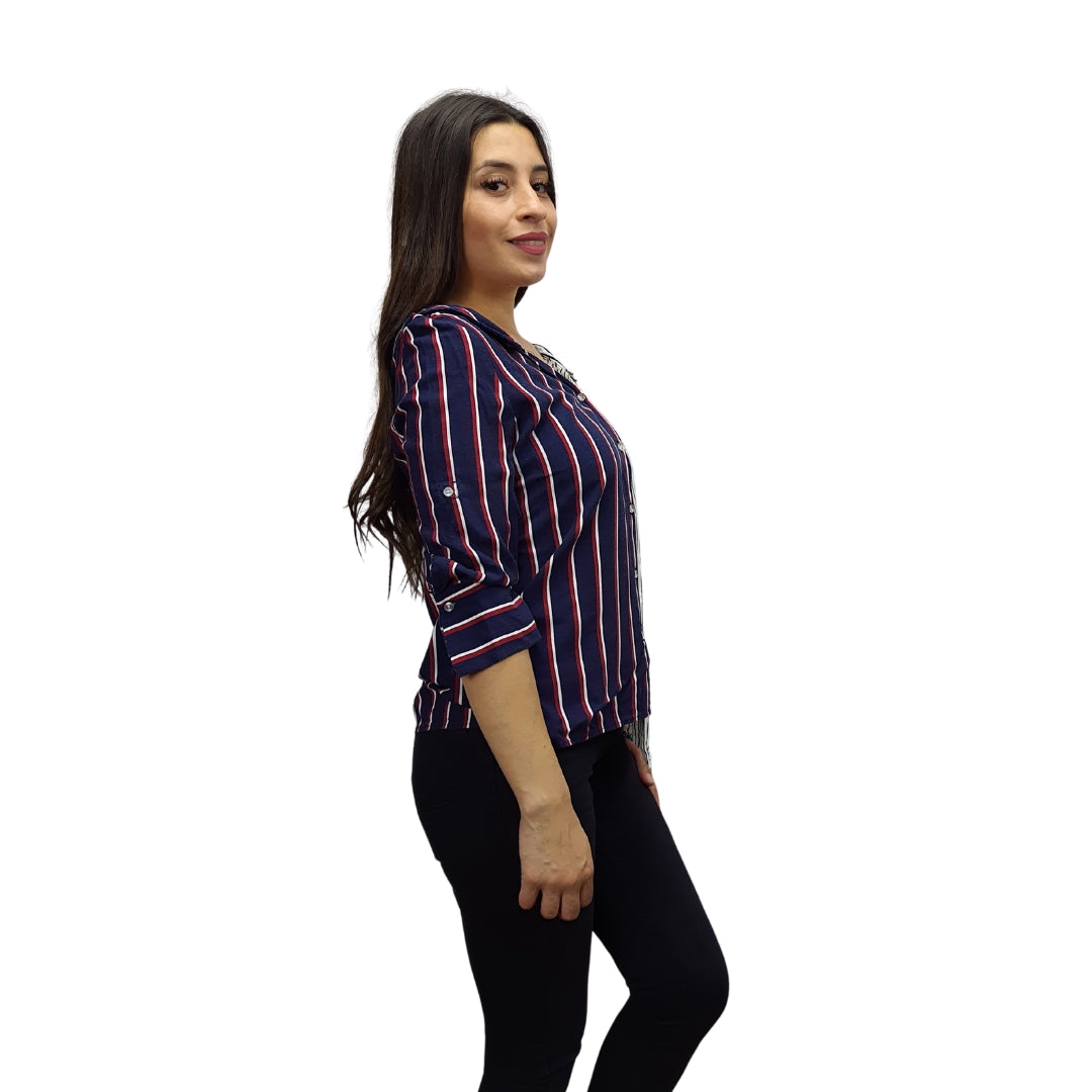 Blusa Vero Moda Azul Style NIPPY STRIPE 3/4 SHIRT(LL)