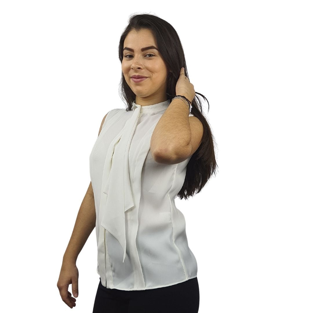 Blusa Vero Moda Blanco Style TIE S/L SHIRT(VMC-NN)