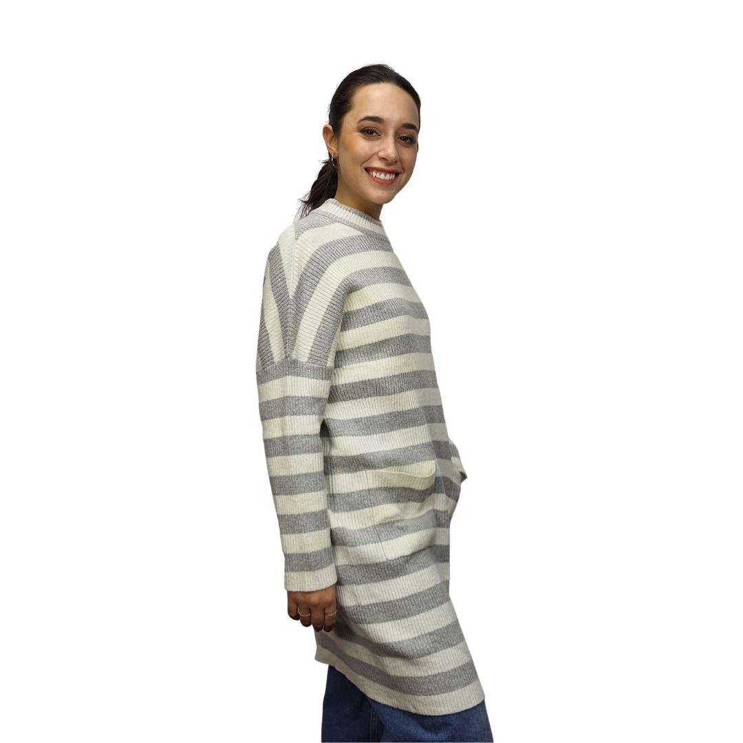Vestido Vero Moda Blanco y Gris Style KATE 7/8 KNIT DRESS(PM-EC-2)