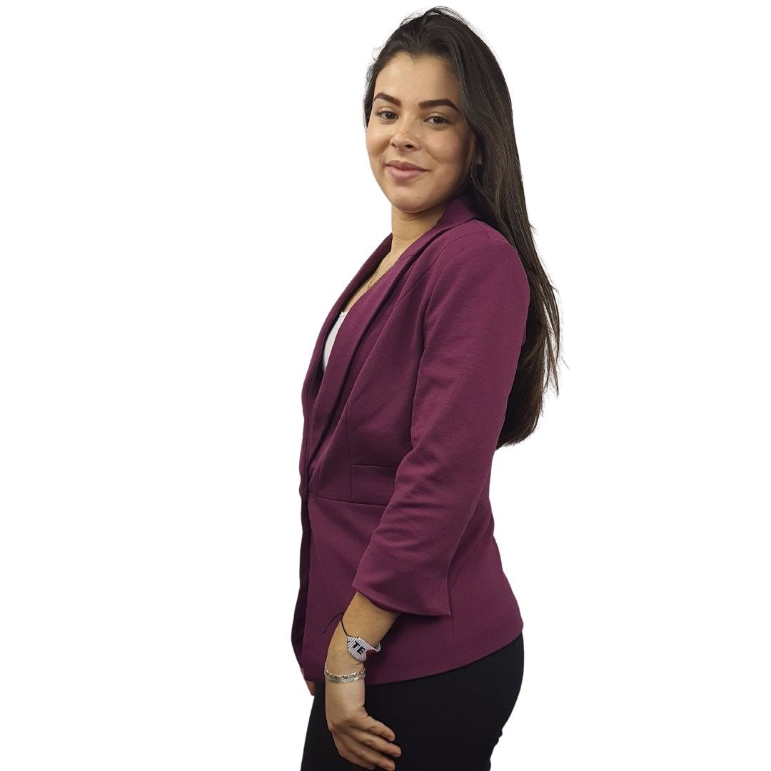 Blazer Vero Moda Morado Style RETAIL ASHLEY SOLID 3/4 BLAZER(VMC-BN)