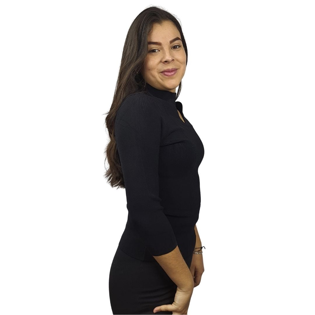 Blusa Vero Moda Negro Style TEAM 3/4 KNIT(VMC-CR)