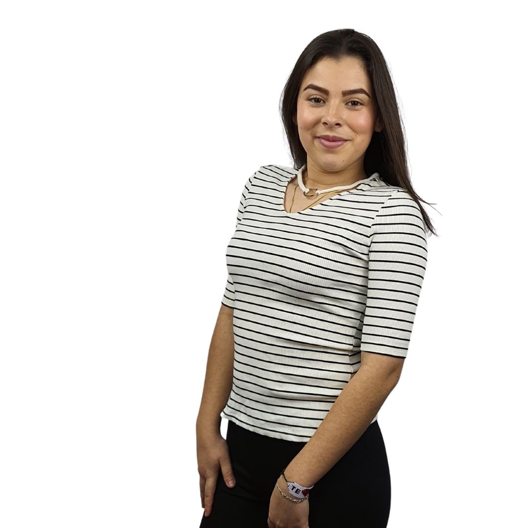 Blusa Vero Moda Blanco y Negro Style ADELINA STRIPE 1/2 TOP(FL)