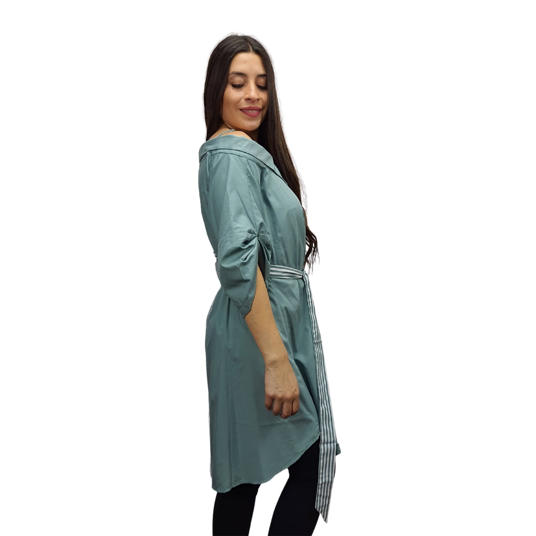 Vestido Vero Moda Verde Style BRIDGE 3/4 LONG SHIRT(FL)