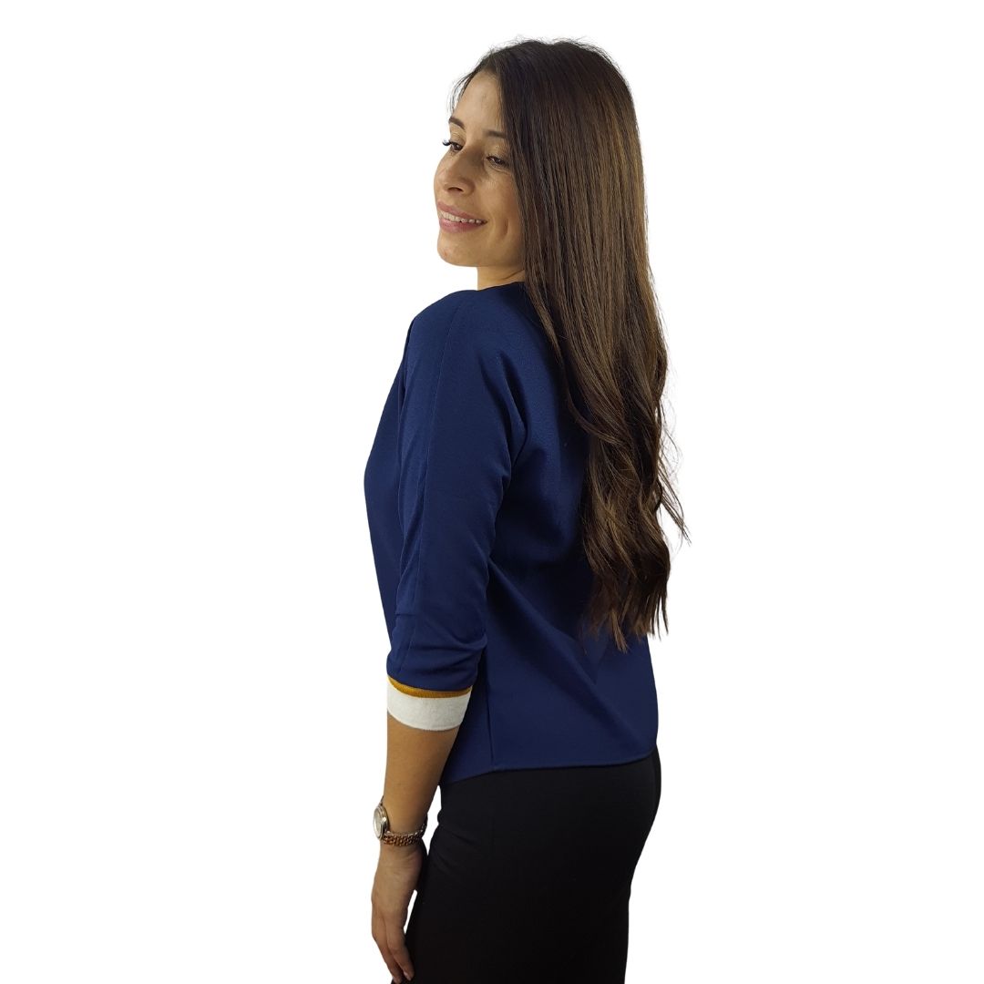 Blusa Vero Moda Azul Style ELISABETH 3/4 TOP(NC)
