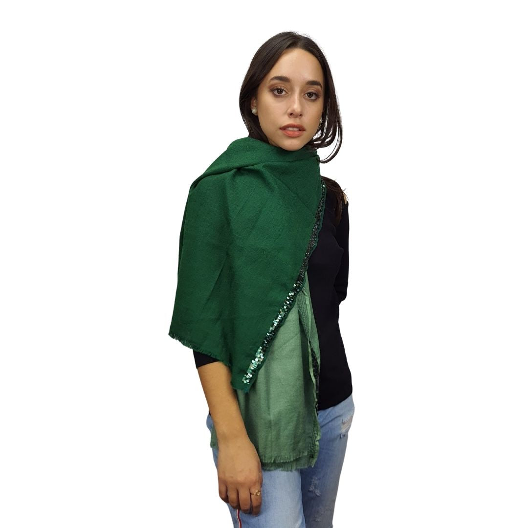 Pashmina Bufanda Rapsodia Border Shine Verde