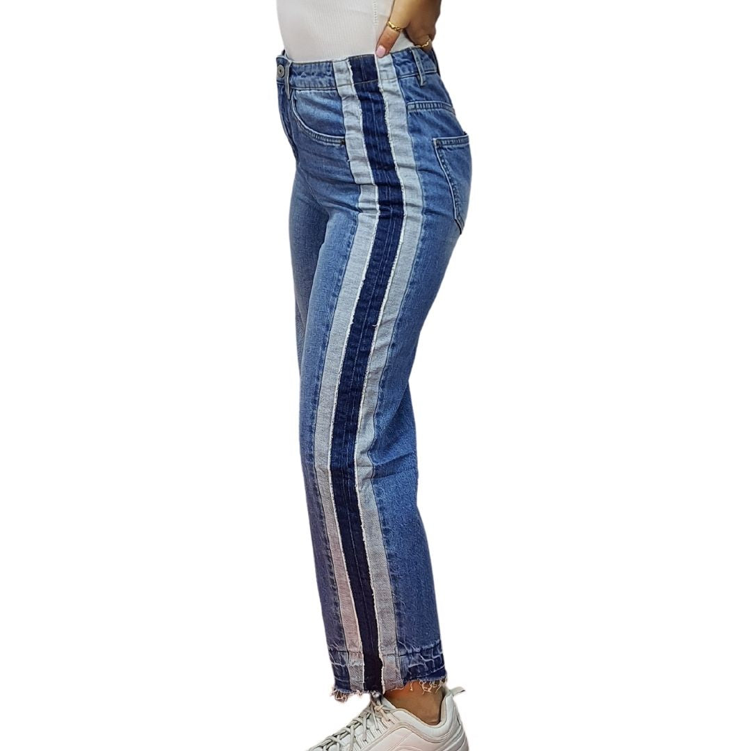 Pantalon Vero Moda Azul Style DEREK 9/10 MW STRAIGHT JEANS(NC)