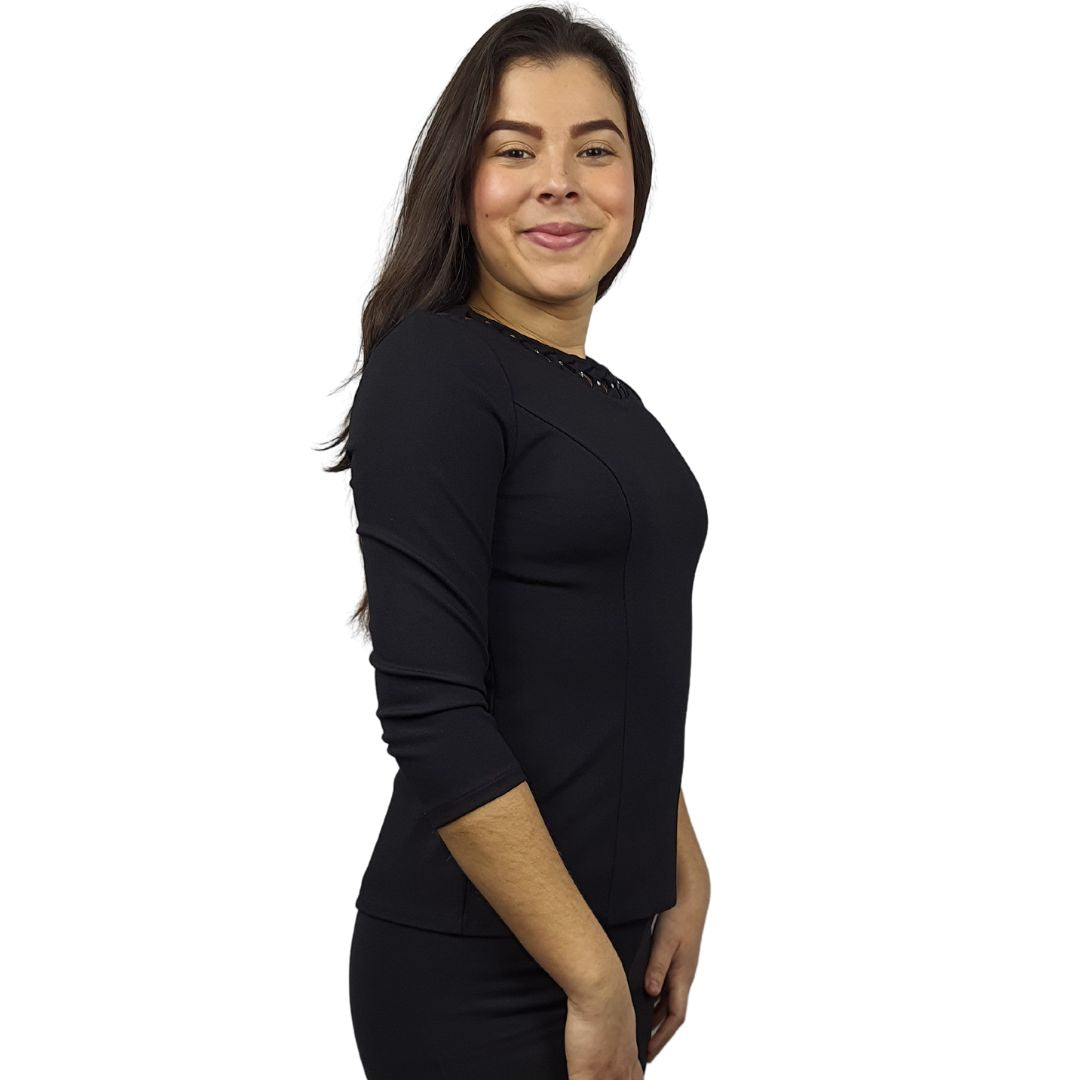 Blusa Vero Moda Negro Style NATALIE 3/4 JERSEY TOP(VMC-BT)
