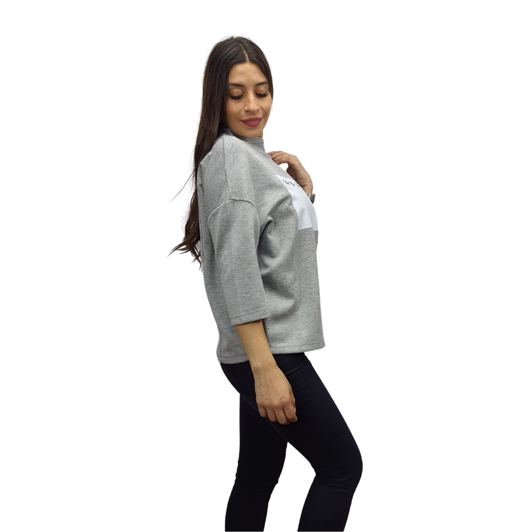 Polera Vero Moda Gris Claro Style BOM 3/4 TOP(NL)