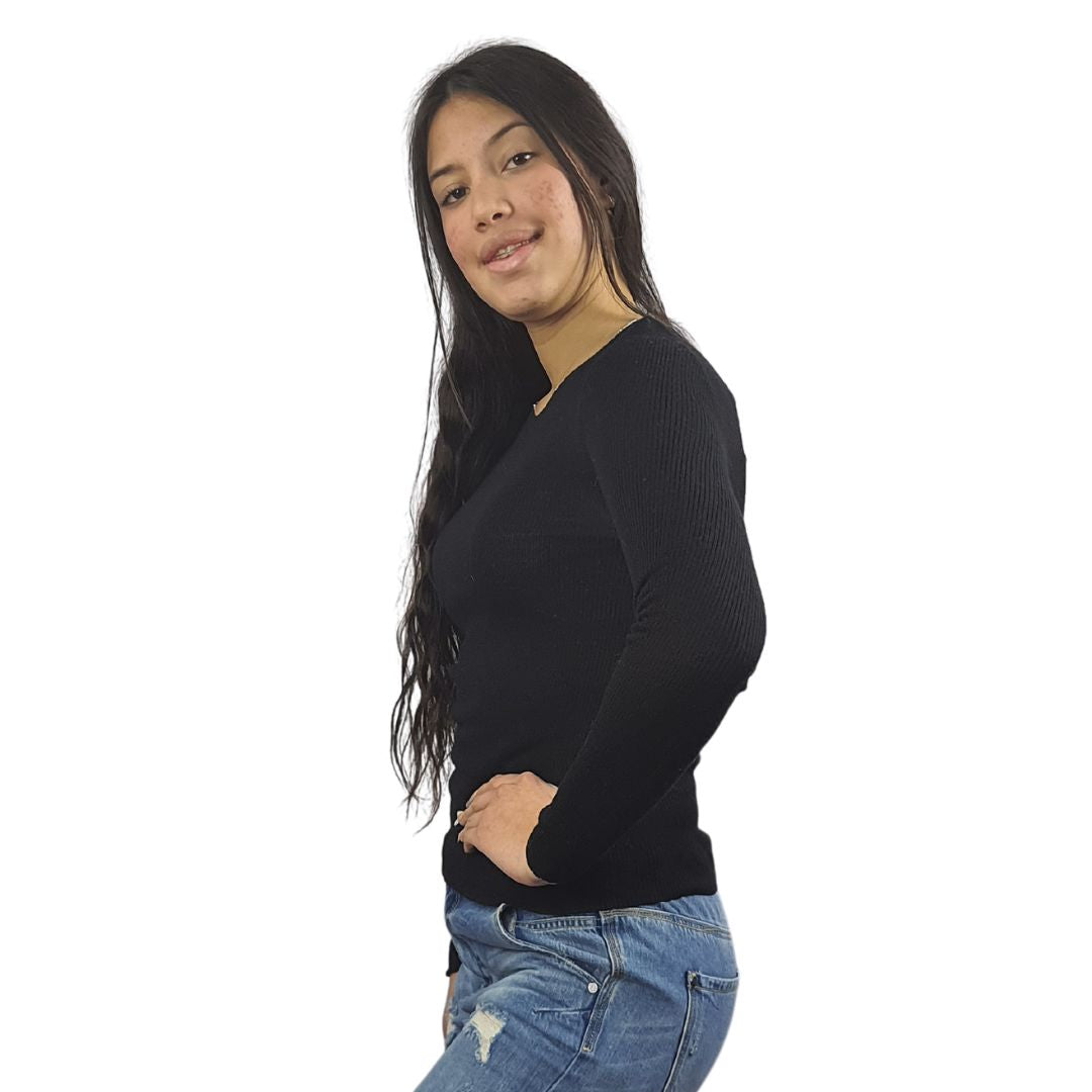 Blusa Vero Moda Negro Style CHOICE DENNY L/S KNIT-OR