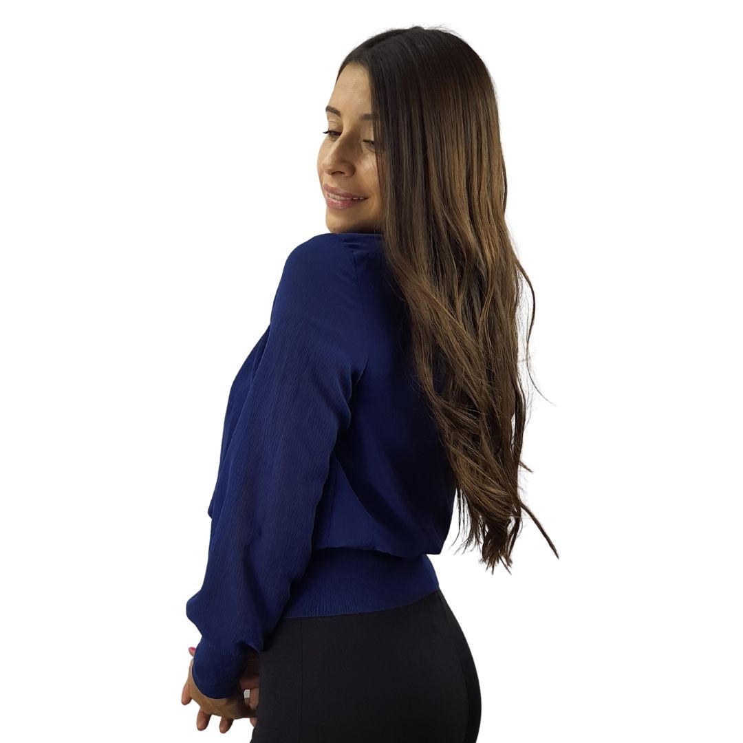 Blusa Vero moda Azul Style ROSTOV SOLID L/S TOP(RN)
