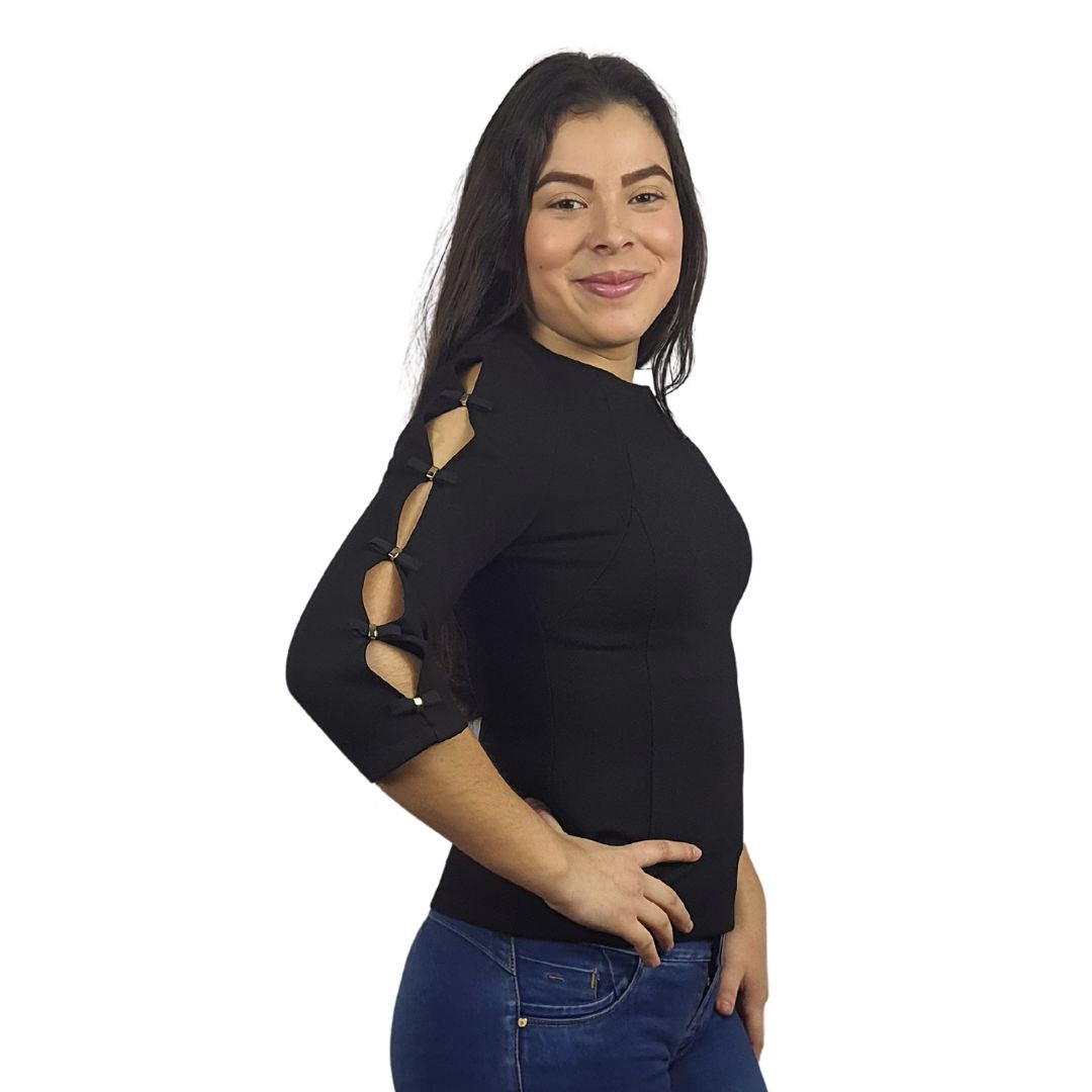 Blusa Vero Moda Negro Style IRMA 3/4 JERSEY TOP(VMC-BT)