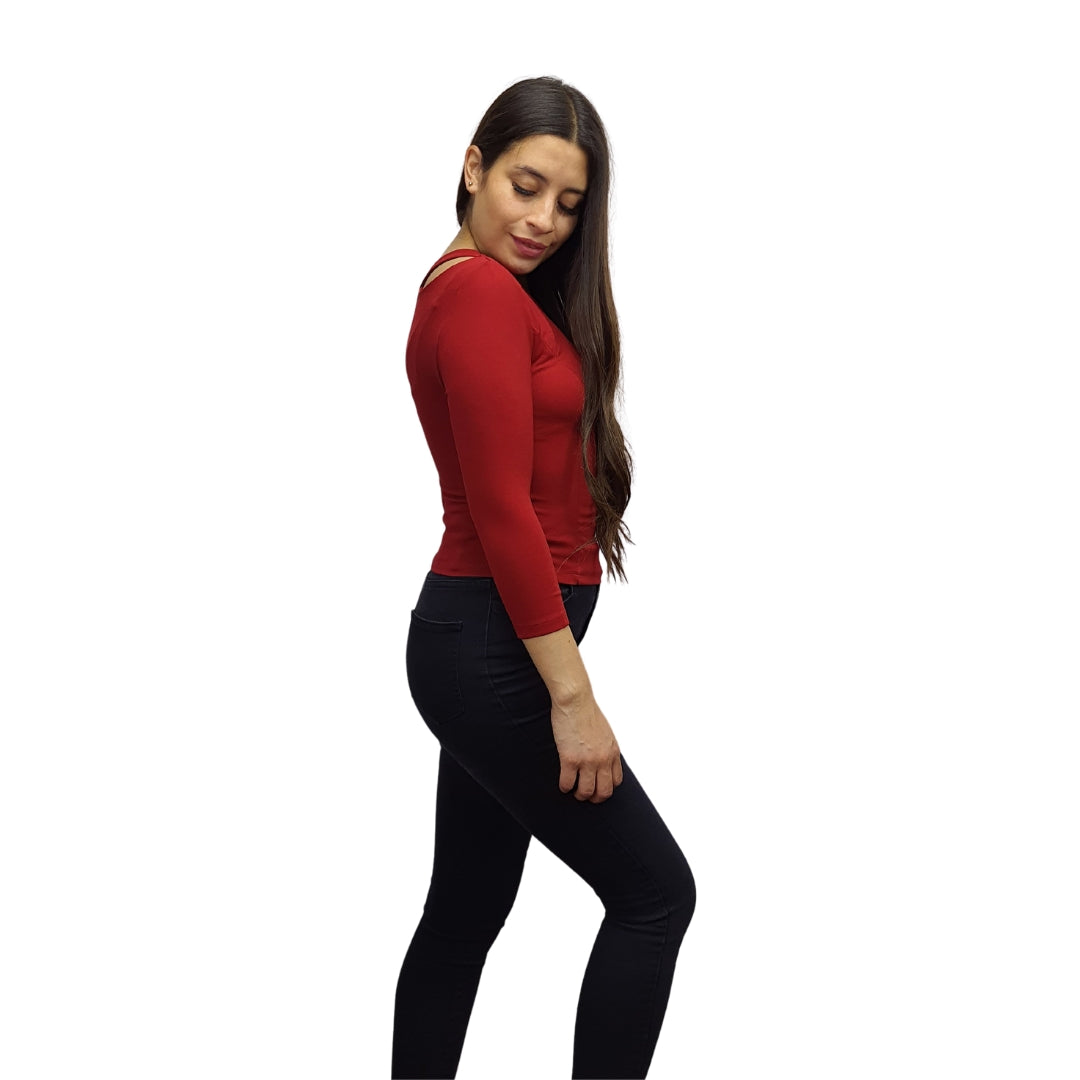 Blusa Vero Moda Burdeo Style ZENE 3/4 TOP(HH)