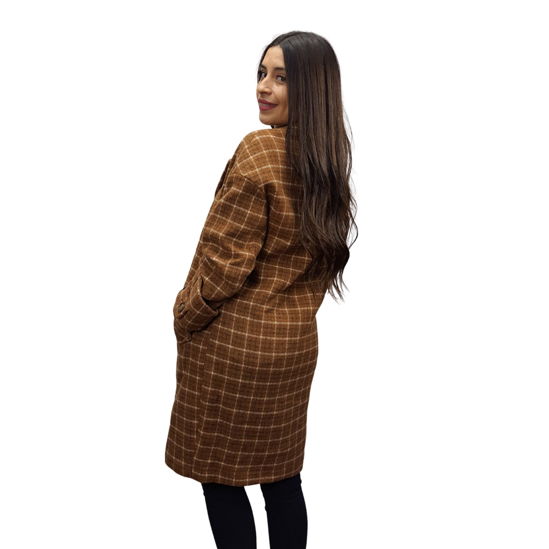 Blazer Vero Moda Marron Style ROSE TARTAN L/S WOOL COAT(LL)
