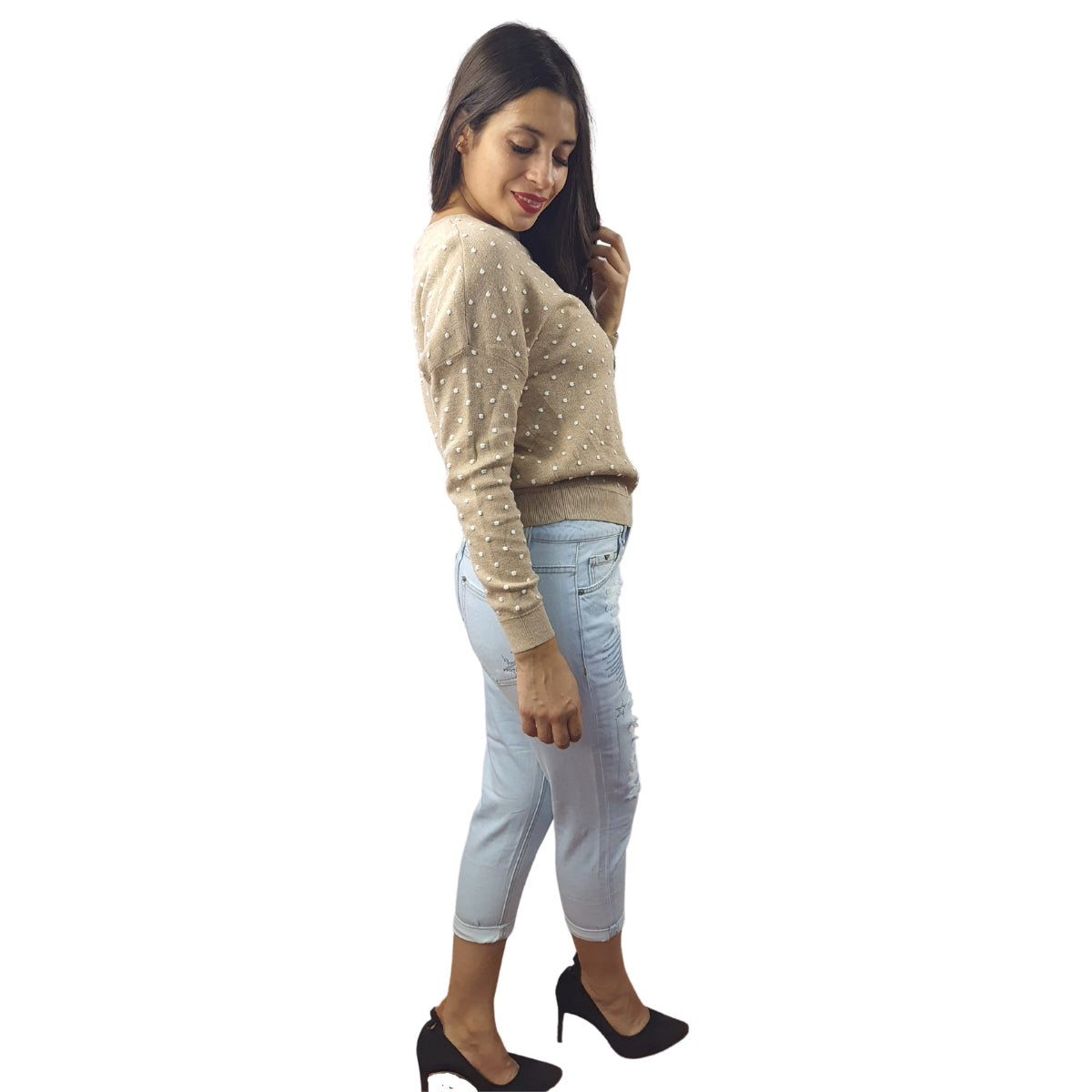 Sweater Vero Moda Beige Style DOTS L/S KNIT SET(MW-EC-2)