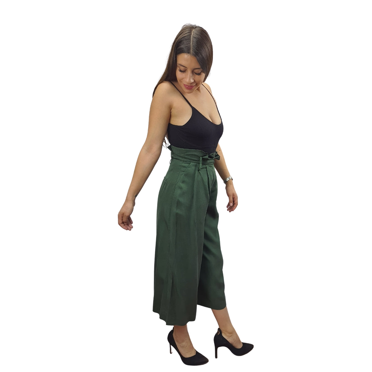 Pantalón Vero Moda Verde Style BENNET SOFT 7/8 WIDE PANTS(NN)