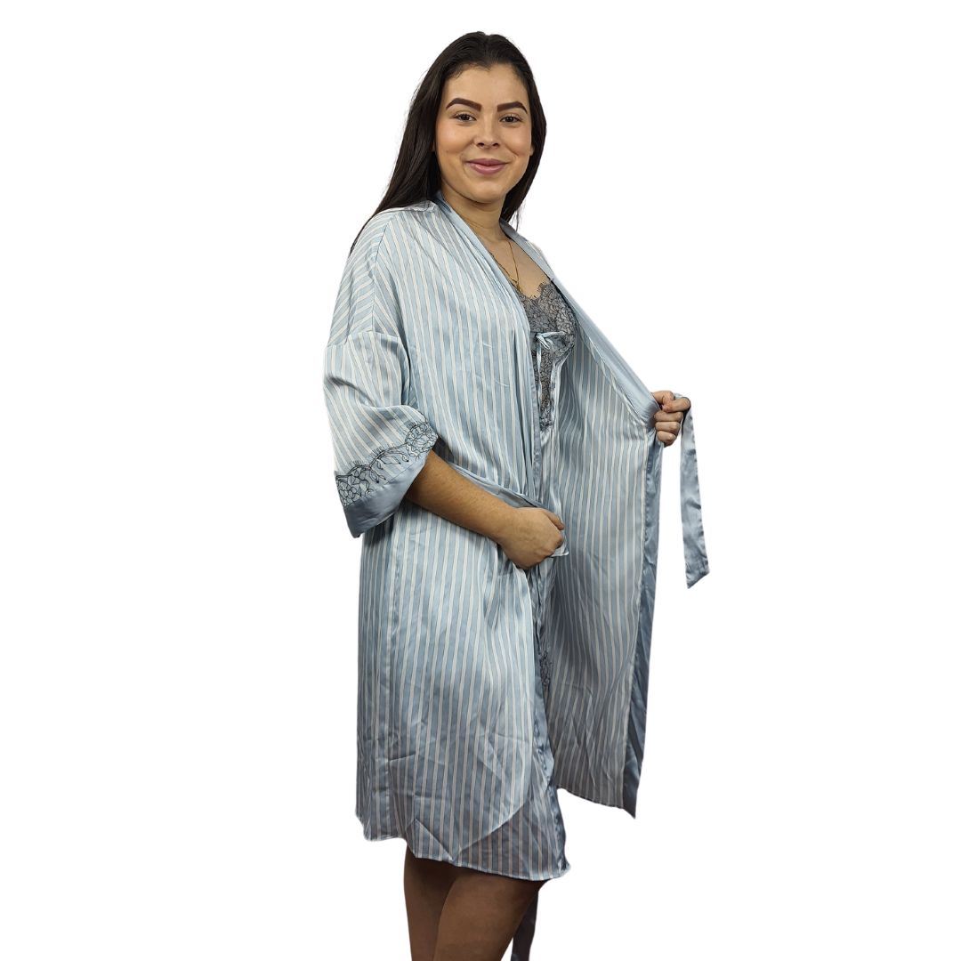 Bata de Pijama Vero Moda Azul Claro Style VIVA 3/4 ROBE(HOMEWEAR)