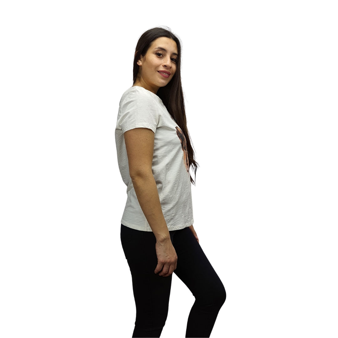 Polera Vero Moda Crema Style MELBOURNE S/S TOP(EL)
