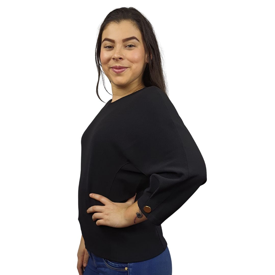 Blusa Vero Moda Negro Style SUNNIE 7/8 TOP(UM)