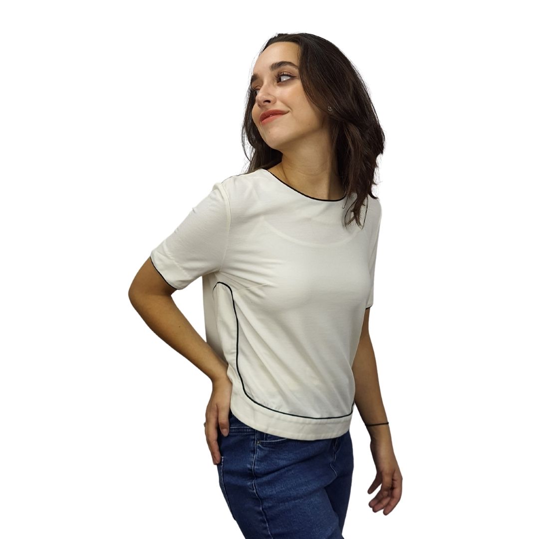 Blusa Vero moda Blanco Style SARA S/S JERSEY TOP(VMC-SD)