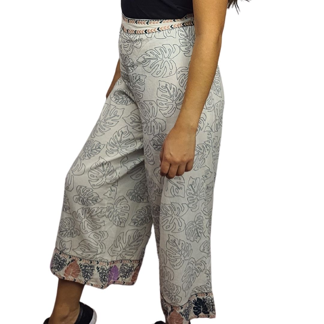 Pantalon Rapsodia Leaves Blanco
