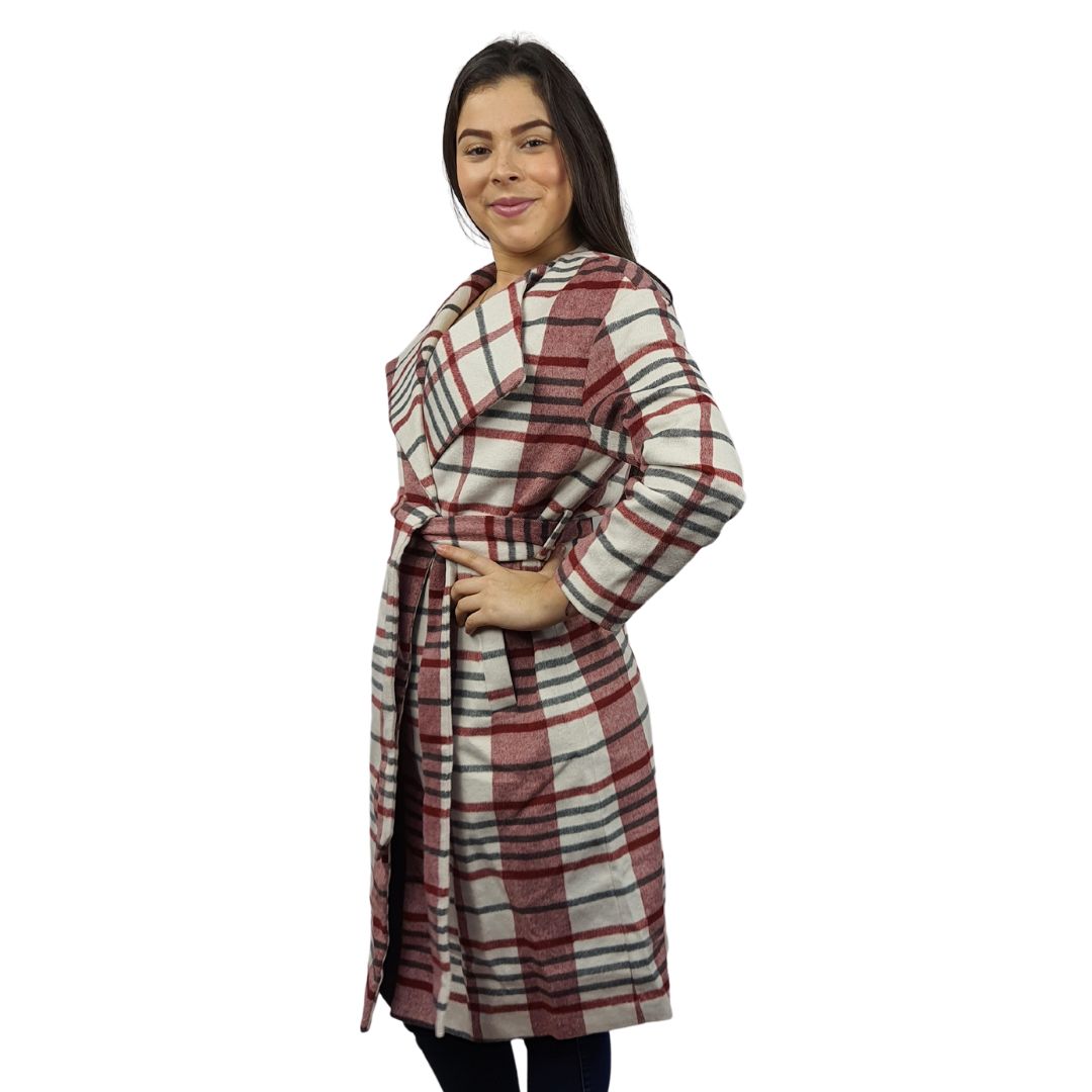 Blazer Vero Moda Burdeo y Blanco Style CRYSTAL L/S COAT(EL)