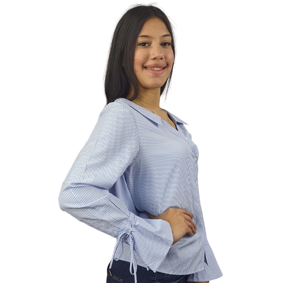 Blusa Vero Moda Azul Claro Style ALPINE STRIPE L/S SHIRT(FL)
