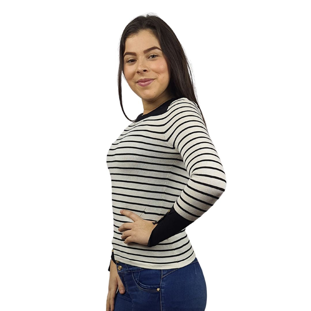 Sweater Vero Moda Blanco y Negro Style KOBOL L/S KNIT(UM)