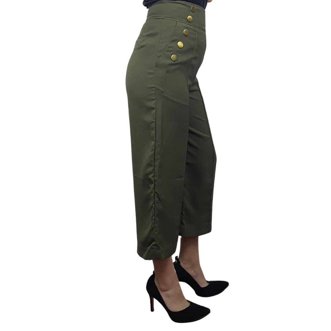 Pantalon Vero Moda Verde Style ENGLAND 7/8 WIDE PANTS(VMC-MW-ET-2)