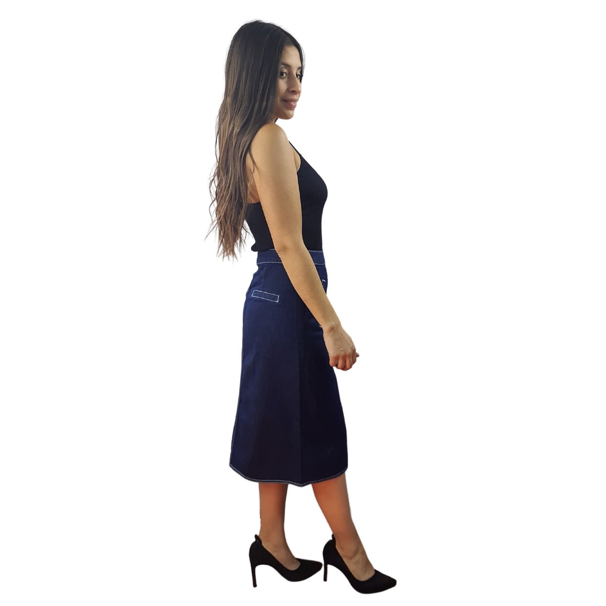 Falda Vero Moda Azul Oscuro Style ZIPPER HW DENIM SKIRT(MM)