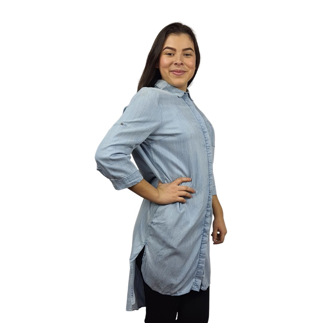 Camisa Vero Moda Azul Claro Style ISAAC 3/4 DENIM SHIRT(MW-EC-2)