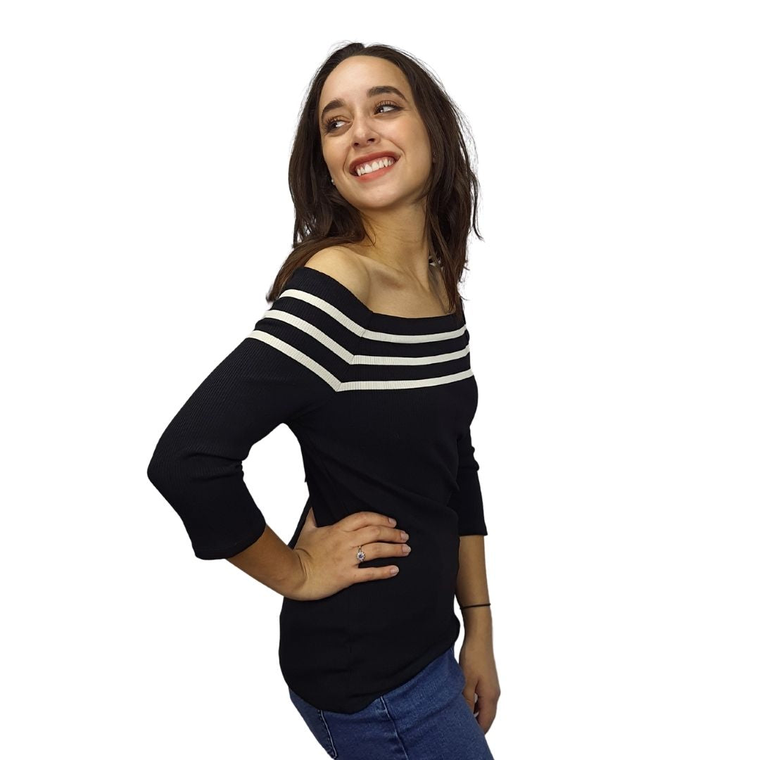 Top Vero moda Negro Style NESSA 3/4 TOP(TP)