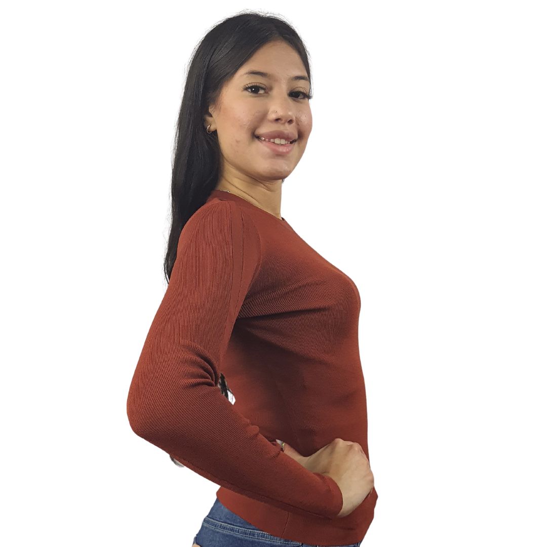 Blusa Vero Moda Marron Style BELLA L/S KNIT(VMC-UM)