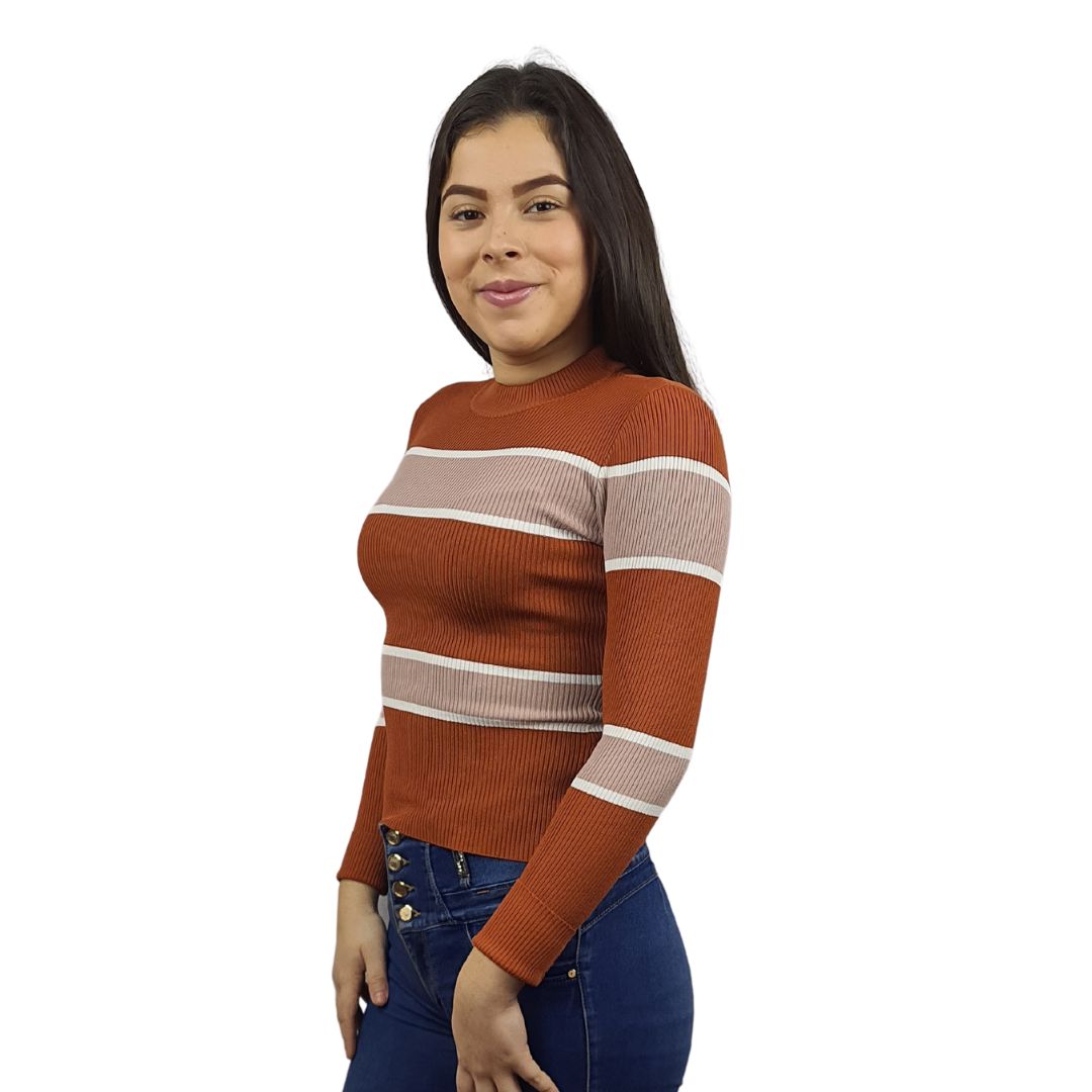 Blusa Vero Moda Marron Claro Style MIX L/S KNIT(RN)