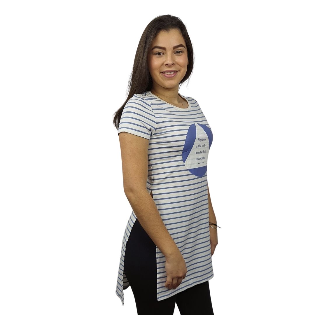 Polera Vero Moda Blanco y Azul Style SHIRLEY S/S TOP(NE-EC-2)