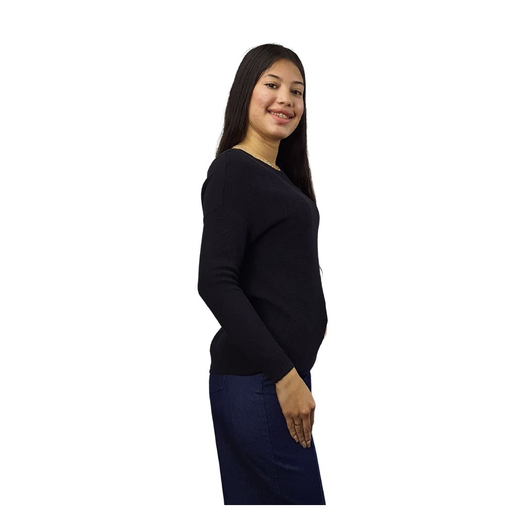 Blusa Vero Moda Negro Style JEFF L/S KNIT(RN)