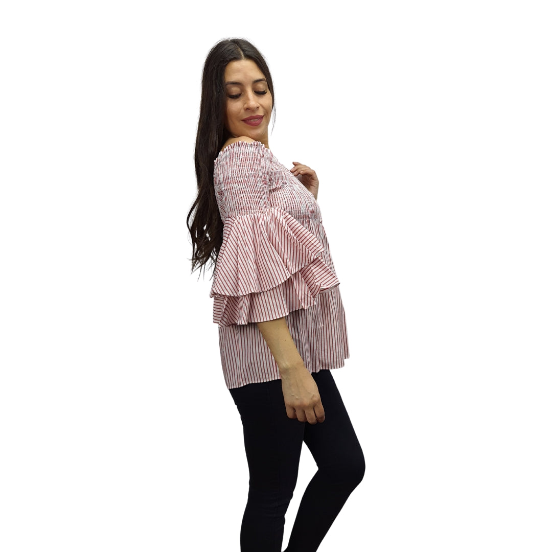 Blusa Vero Moda Rojo Style GIMP STRIPE 3/4 SHIRT(NC)