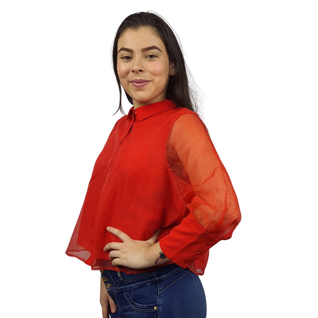 Blusa Vero Moda Rojo Style AGLAIA 3/4 SHORT SHIRT(PM-ET-2)