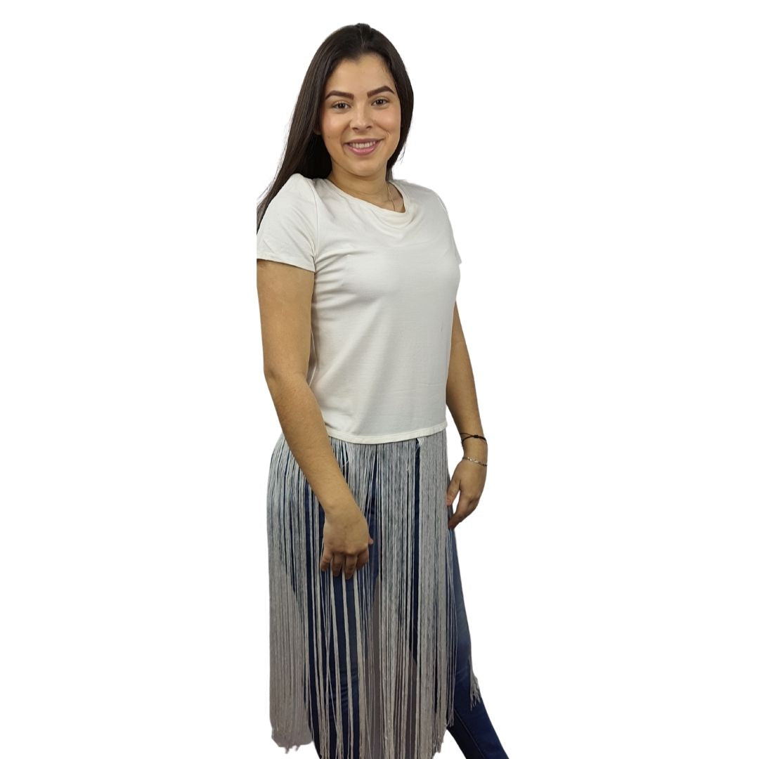 Blusa Vero Moda Blanco Style TASSELS S/S TOP(TP-ET-3)