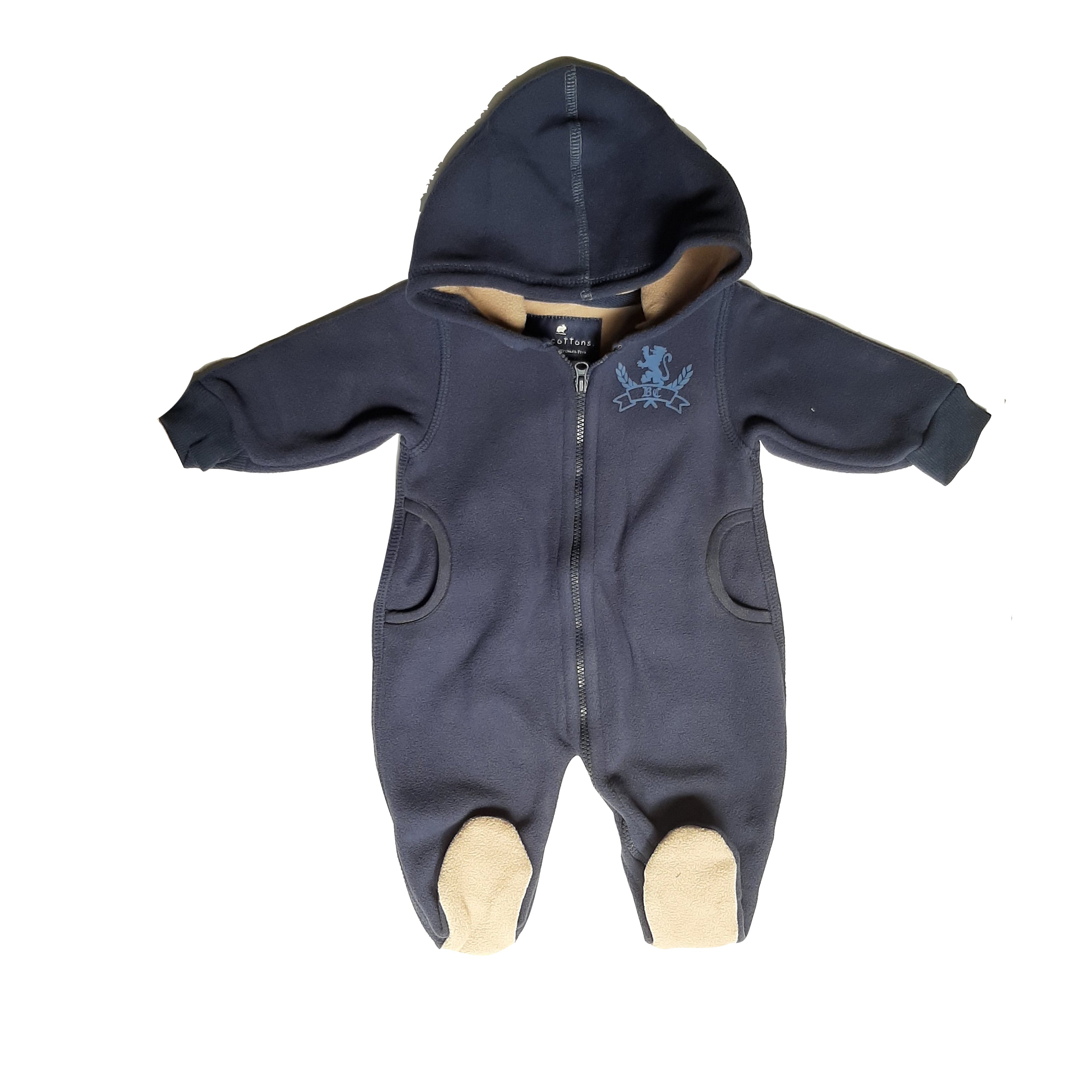 Enterito Babycottons Roger C/Capucha Polar Azul