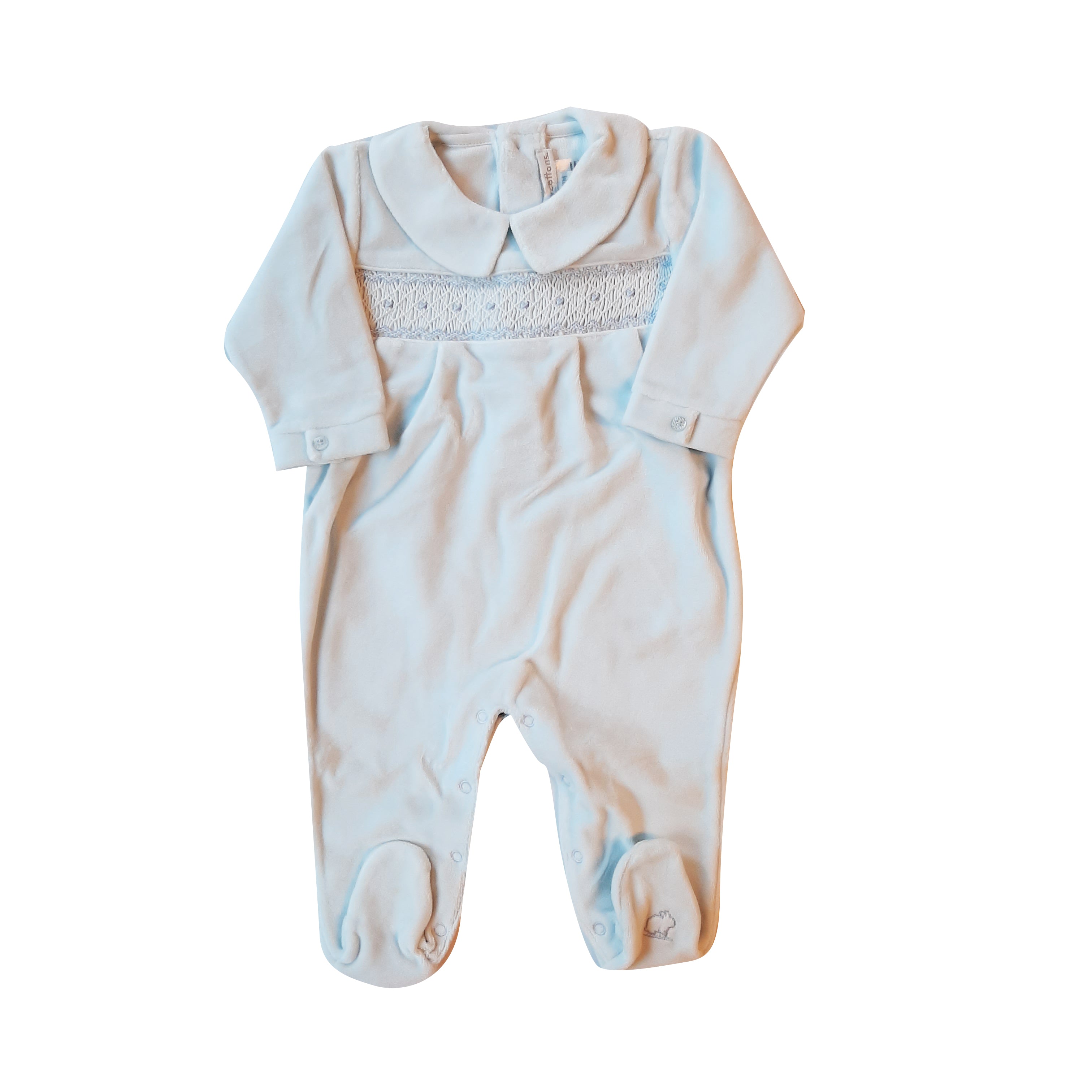 Enterito Babycottons Smock Plush Playsuit celeste